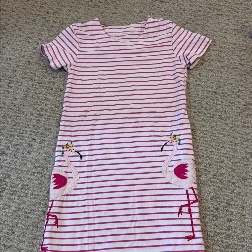 ☃️Striped Pink Flamingo T-Shirt Dress